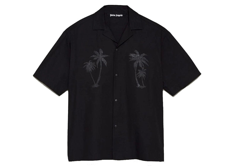 Palm Angels x Team Wang Palm Trees Bowling Shirt Black