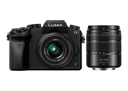 Panasonic LUMIX G7 4K Digital Camera with LUMIX G VARIO 14-42mm + 45-150mm Lenses DMC-G7WK