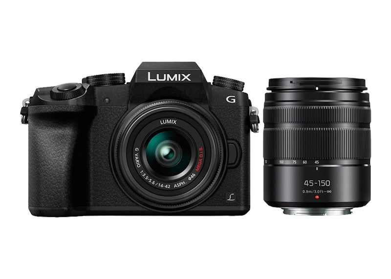 Panasonic LUMIX G7 4K Digital Camera with LUMIX G VARIO 14-42mm + 45-150mm Lenses DMC-G7WK