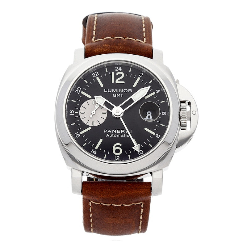 Panerai Luminor GMT Acciaio Brown Leather Band PAM 88