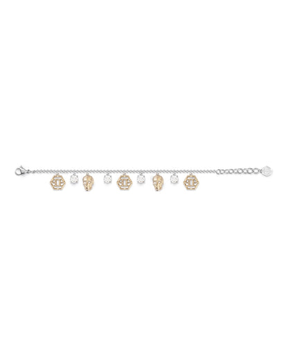 Philipp Plein 3D $kull Crystal Cable Chain Bracelet Two Tone