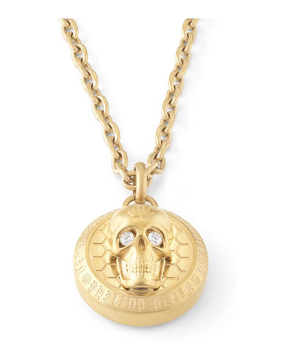 Philipp Plein 3D $kull Crystal Cable Chain Necklace Gold