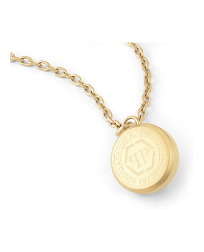 Philipp Plein 3D $kull Crystal Cable Chain Necklace Gold