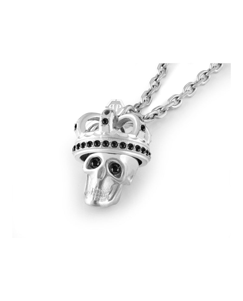 Philipp Plein 3D $kull Crystal Cable Chain Necklace Stainless Steel