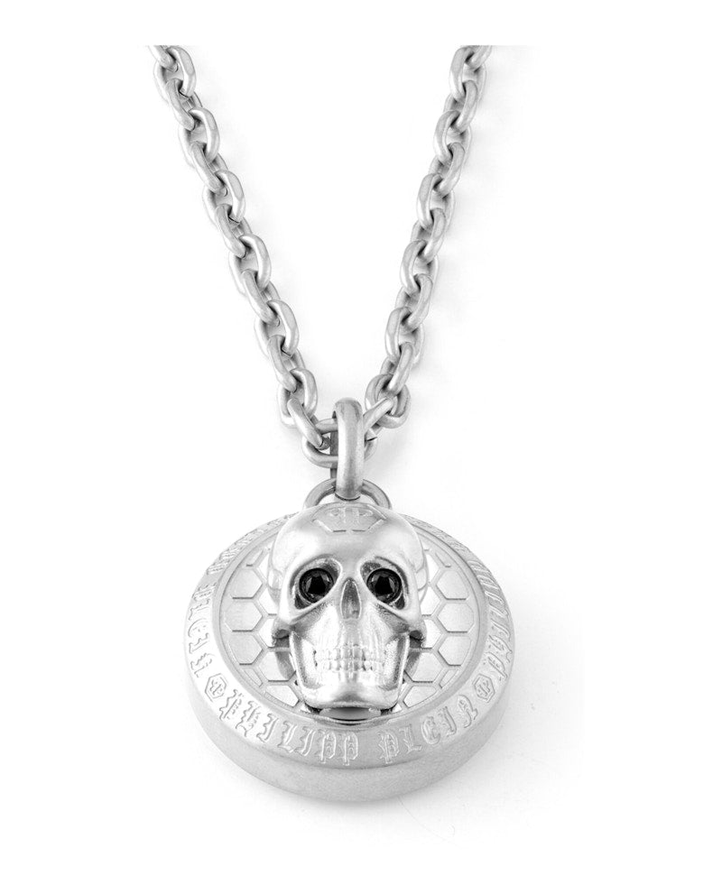 Philipp Plein 3D $kull Crystal Cable Chain Necklace Stainless Steel