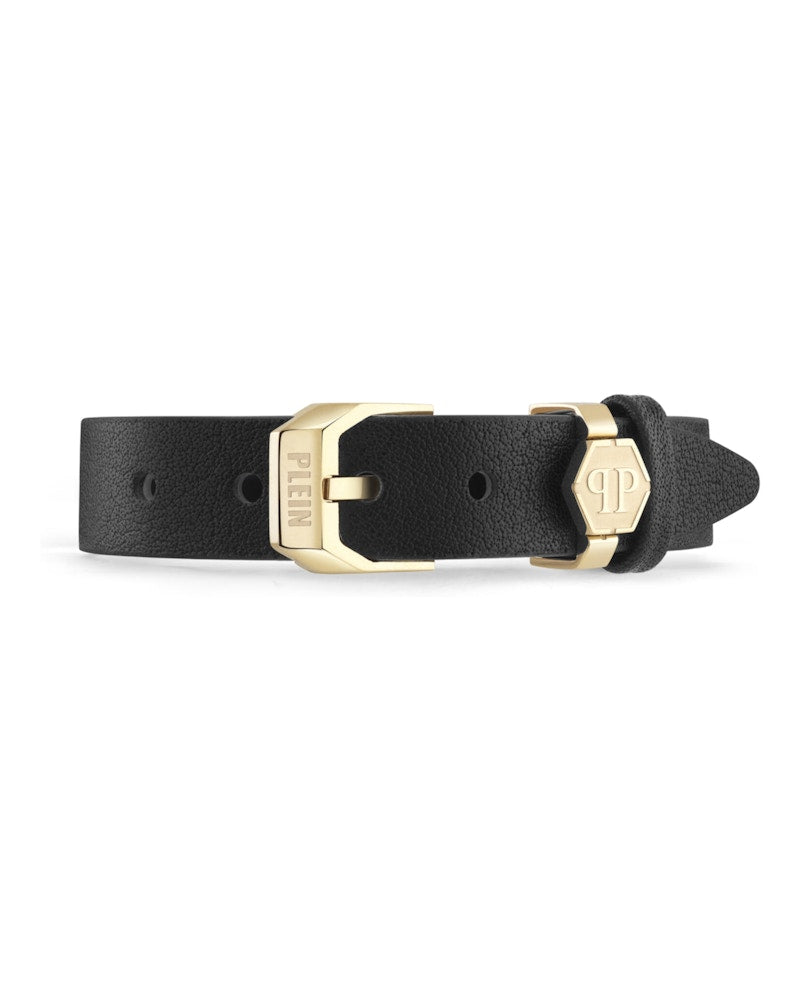 Philipp Plein 3D $kull Crystal Calf Leather Bracelet Gold