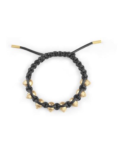 Philipp Plein 3D $kull Crystal Cotton Cord Bracelet Gold