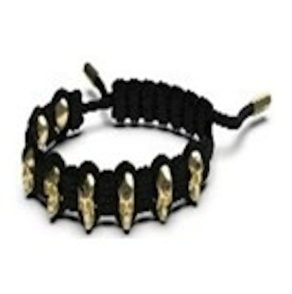 Philipp Plein 3D $kull Crystal Cotton Cord Bracelet Gold