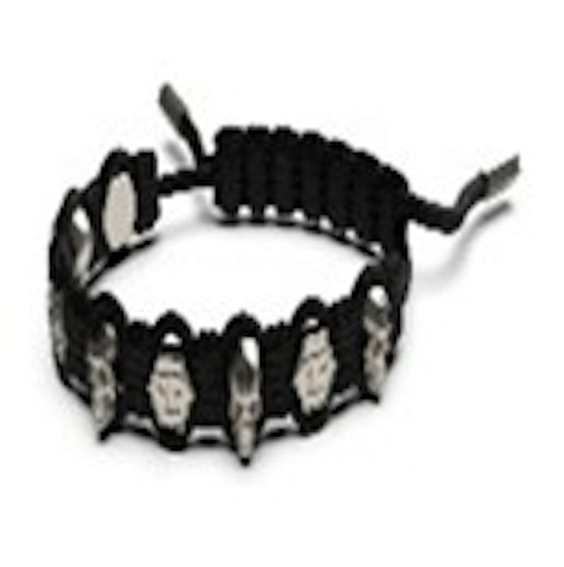 Philipp Plein 3D $kull Crystal Cotton Cord Bracelet Stainless Steel