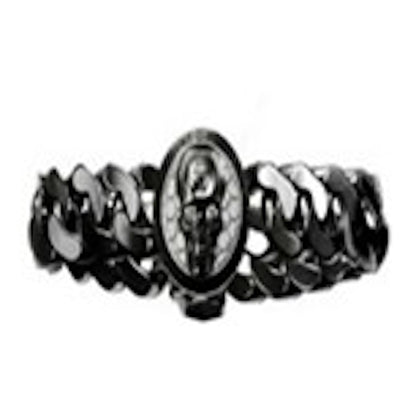 Philipp Plein 3D $kull Crystal Cuban Links Bracelet Black