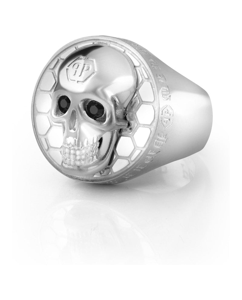 Philipp Plein 3D $kull Crystal Ring Stainless Steel