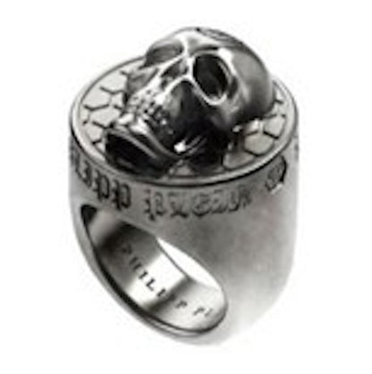 Philipp Plein 3D $kull Crystal Ring Stainless Steel