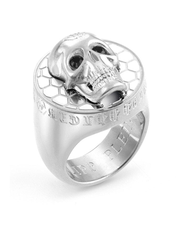Philipp Plein 3D $kull Crystal Ring Stainless Steel