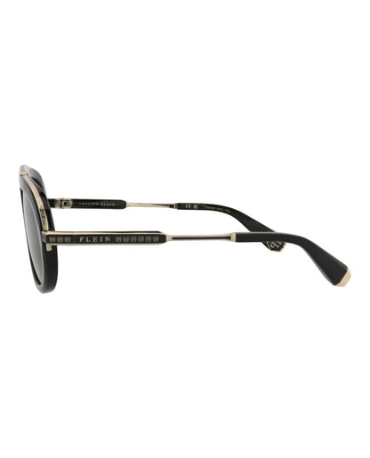 Philipp Plein Aviator-Frame Acetate Sunglasses Black Black Smoke (SPP151M-57-0700)