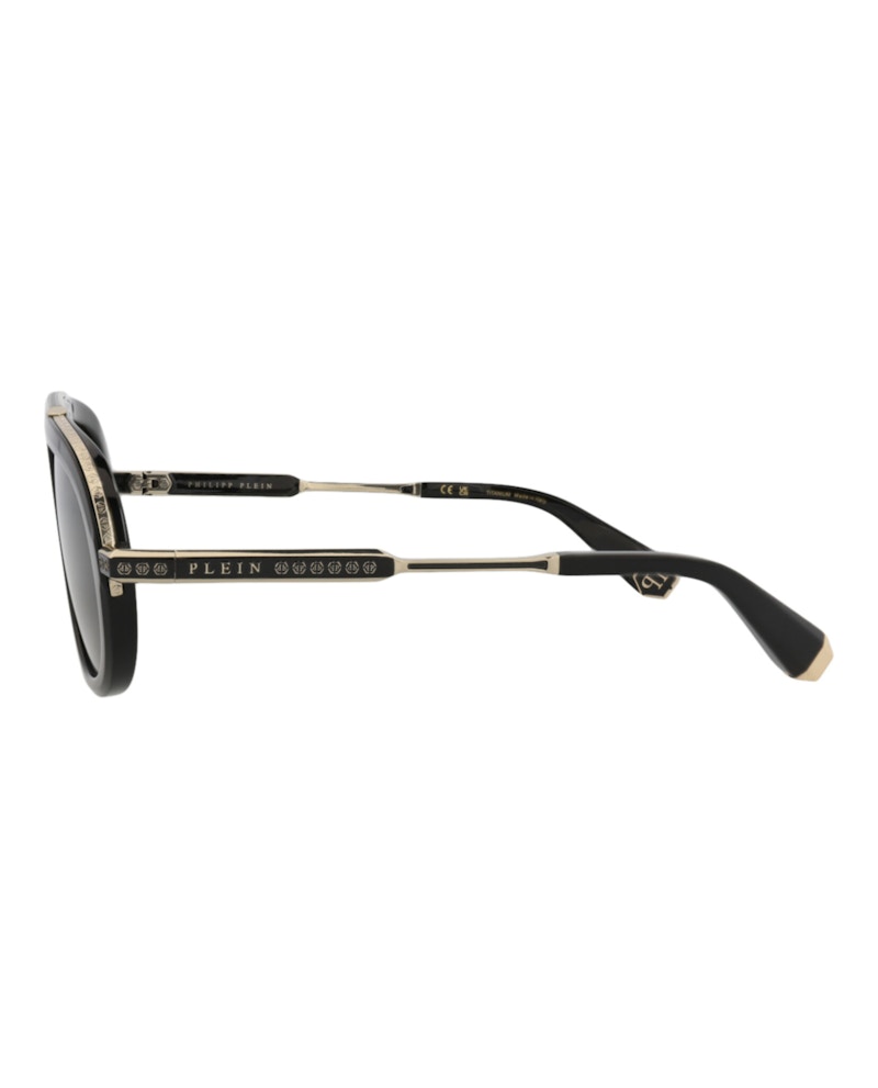 Philipp Plein Aviator-Frame Acetate Sunglasses Black Black Smoke (SPP151M-57-0700)
