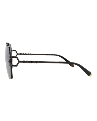 Philipp Plein Aviator-Frame Metal Sunglasses Black Black Smoke (SPP111-66-672X)