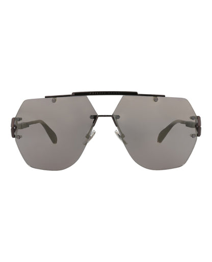 Philipp Plein Aviator-Frame Metal Sunglasses Black Black Smoke (SPP111-66-672X)