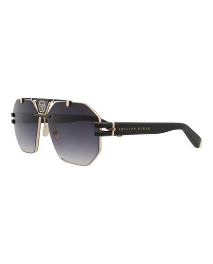 Philipp Plein Aviator-Frame Titanium Sunglasses Gold Black Smoke (SPP077M-63-0302)