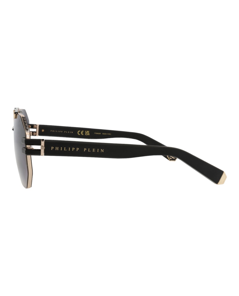 Philipp Plein Aviator-Frame Titanium Sunglasses Gold Black Smoke (SPP077M-63-0302)