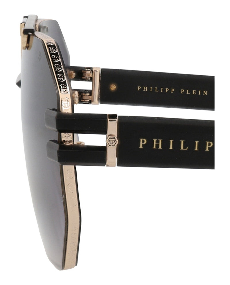 Philipp Plein Aviator-Frame Titanium Sunglasses Gold Black Smoke (SPP077M-63-0302)