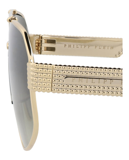 Philipp Plein Aviator-Frame Titanium Sunglasses Gold Gold Green (SPP106M-63-08FF)