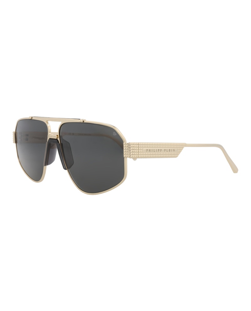Philipp Plein Aviator-Frame Titanium Sunglasses Gold Gold Smoke (SPP106M-63-0302)