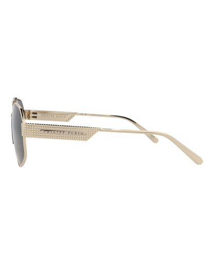 Philipp Plein Aviator-Frame Titanium Sunglasses Gold Gold Smoke (SPP106M-63-0302)