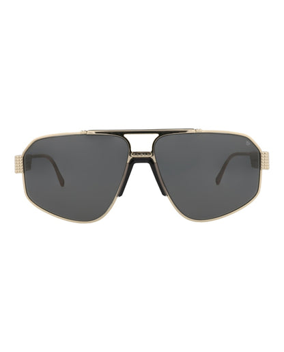 Philipp Plein Aviator-Frame Titanium Sunglasses Gold Gold Smoke (SPP106M-63-0302)