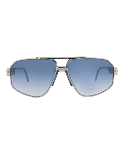Philipp Plein Aviator-Frame Titanium Sunglasses Palladium Palladium Blue (SPP106M-63-0579)