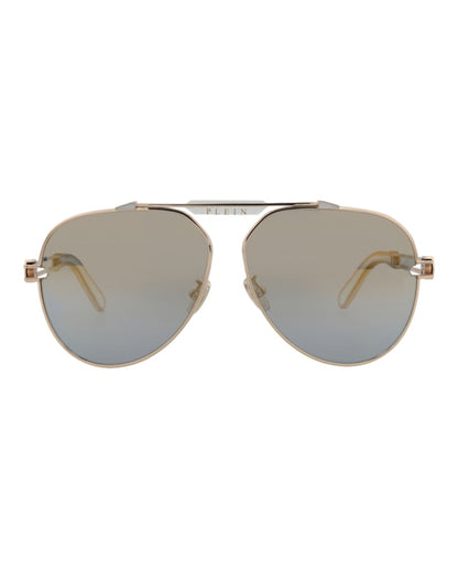 Philipp Plein Aviator-Frame Titanium Sunglasses Rose Gold Rose Gold Smoke (SPP048M-62-033M)