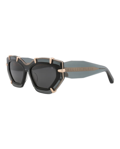 Philipp Plein Cat Eye-Frame Acetate Sunglasses Grey Grey Smoke (SPP099V-55-0819)