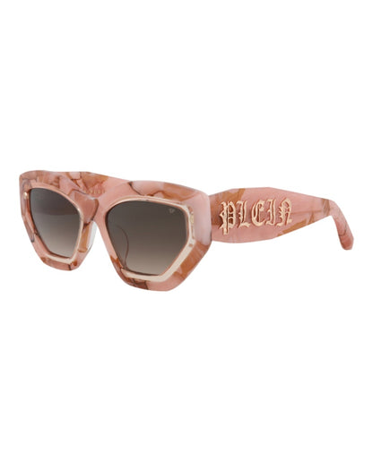 Philipp Plein Cat Eye-Frame Acetate Sunglasses Pink Pink Brown (SPP099M-55-06Z8)