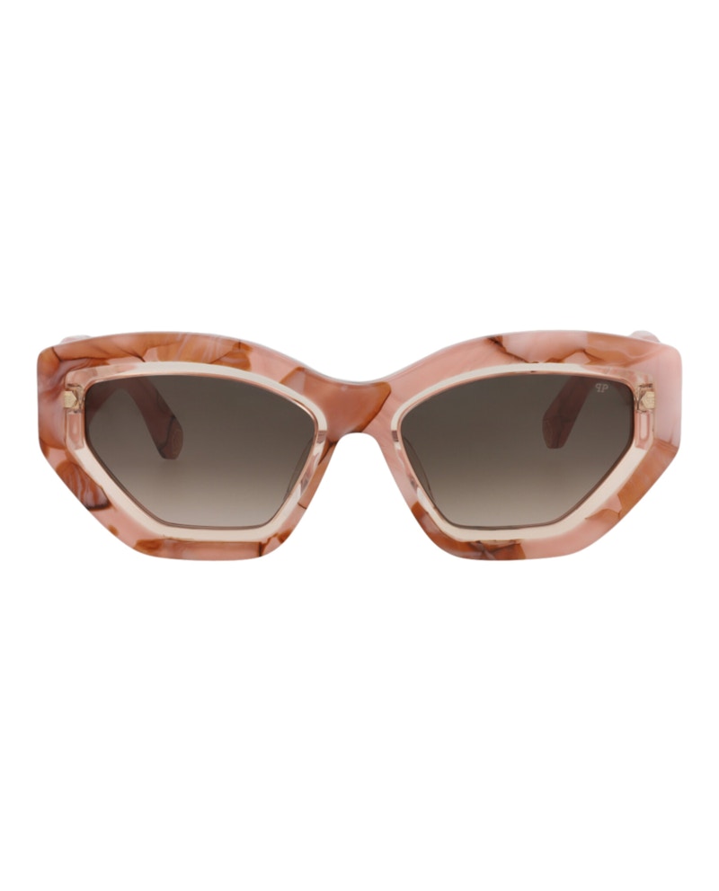 Philipp Plein Cat Eye-Frame Acetate Sunglasses Pink Pink Brown (SPP099M-55-06Z8)