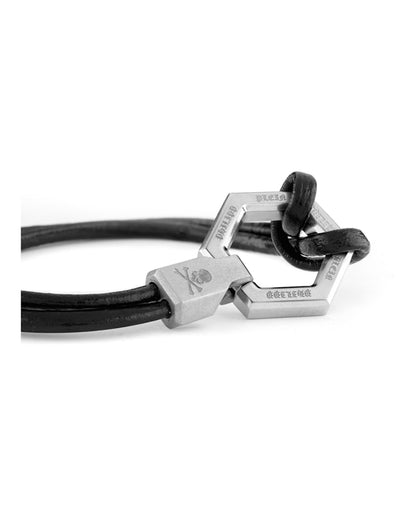 Philipp Plein Hexagon Calf Leather Bracelet Stainless Steel