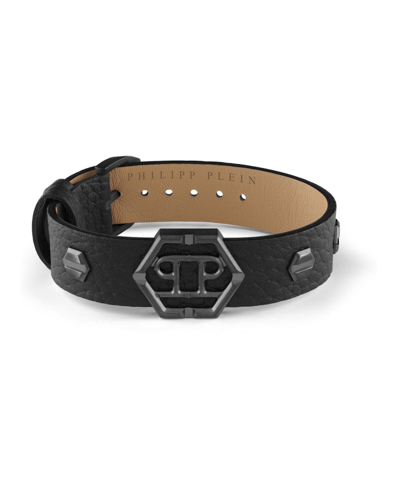 Philipp Plein Hexagon Calf Leather Bracelet Stainless Steel