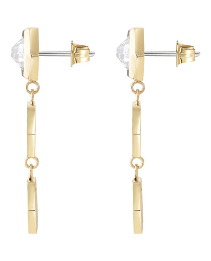 Philipp Plein Hexagon Lux Crystal Dangle Earrings Gold