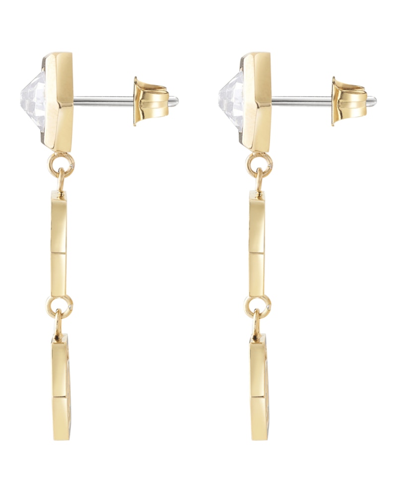 Philipp Plein Hexagon Lux Crystal Dangle Earrings Gold