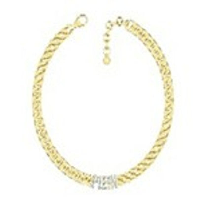 Philipp Plein Lettering Crystal Cuban Links Necklace Gold