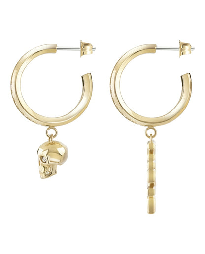 Philipp Plein Lettering Crystal Hoop Earrings Gold