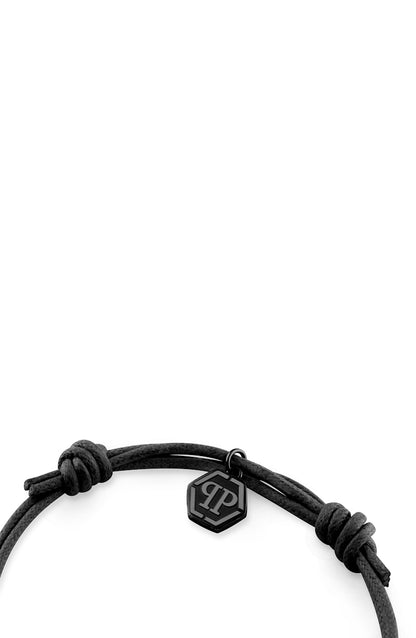 Philipp Plein Linked Cotton Cord Bracelet Black
