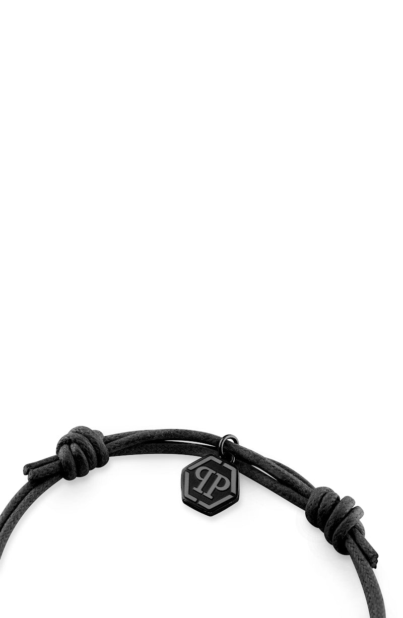 Philipp Plein Linked Cotton Cord Bracelet Black