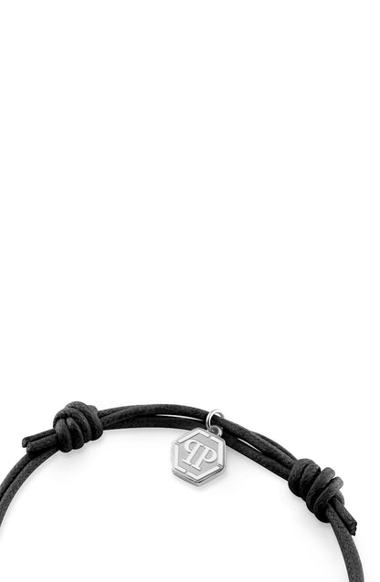 Philipp Plein Linked Cotton Cord Bracelet Stainless Steel