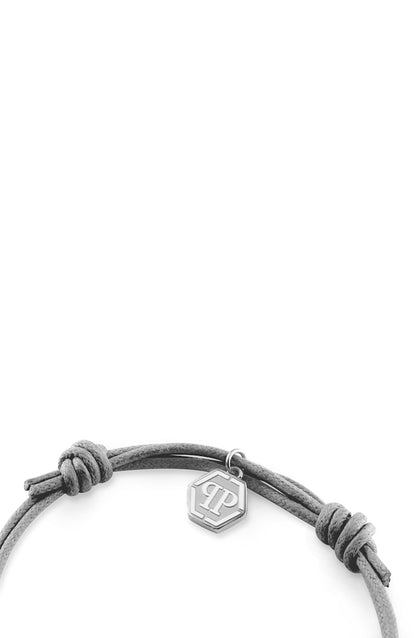 Philipp Plein Linked Cotton Cord Bracelet Stainless Steel