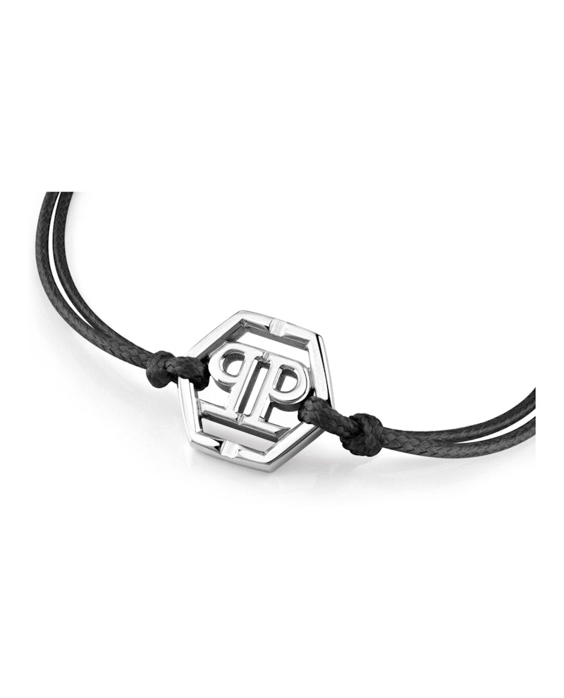 Philipp Plein Linked Cotton Cord Bracelet Stainless Steel