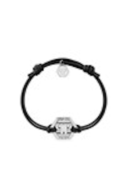 Philipp Plein Linked Cotton Cord Bracelet Stainless Steel