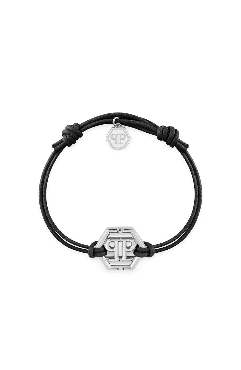Philipp Plein Linked Cotton Cord Bracelet Stainless Steel