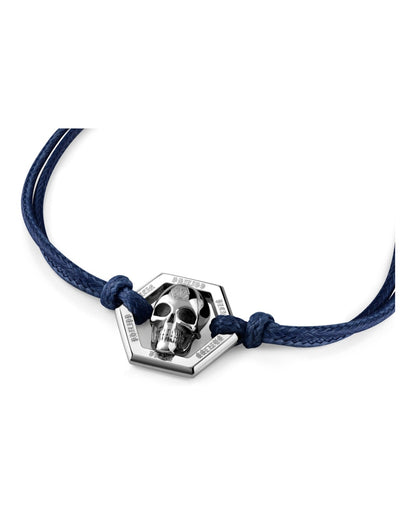 Philipp Plein Linked Cotton Cord Bracelet Stainless Steel