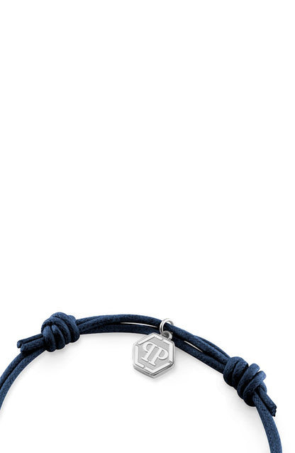 Philipp Plein Linked Cotton Cord Bracelet Stainless Steel