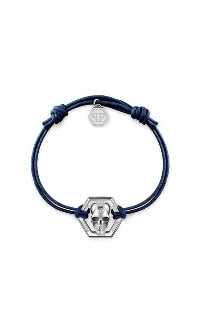 Philipp Plein Linked Cotton Cord Bracelet Stainless Steel