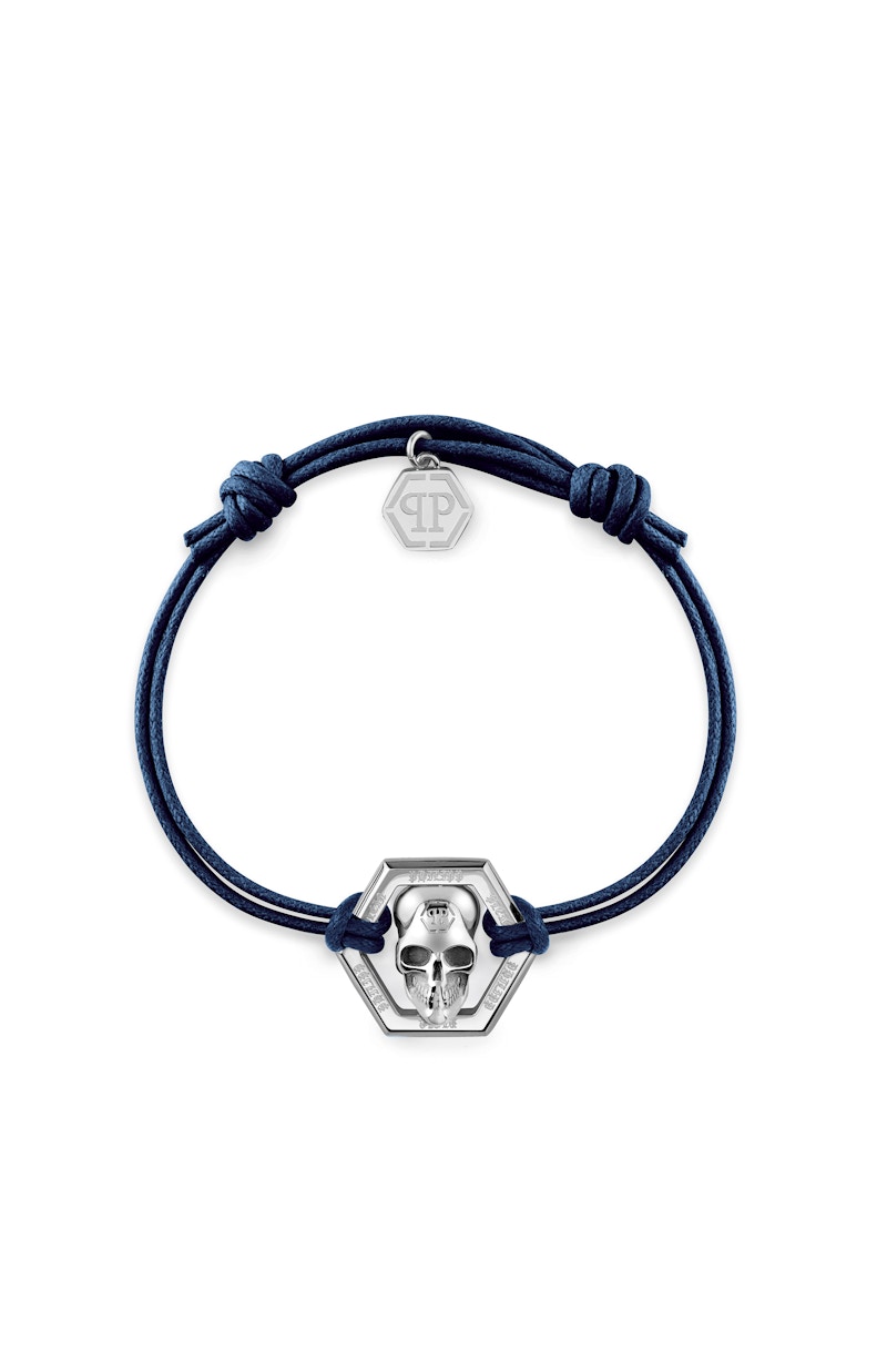 Philipp Plein Linked Cotton Cord Bracelet Stainless Steel